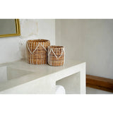 Natural white woven macrame basket