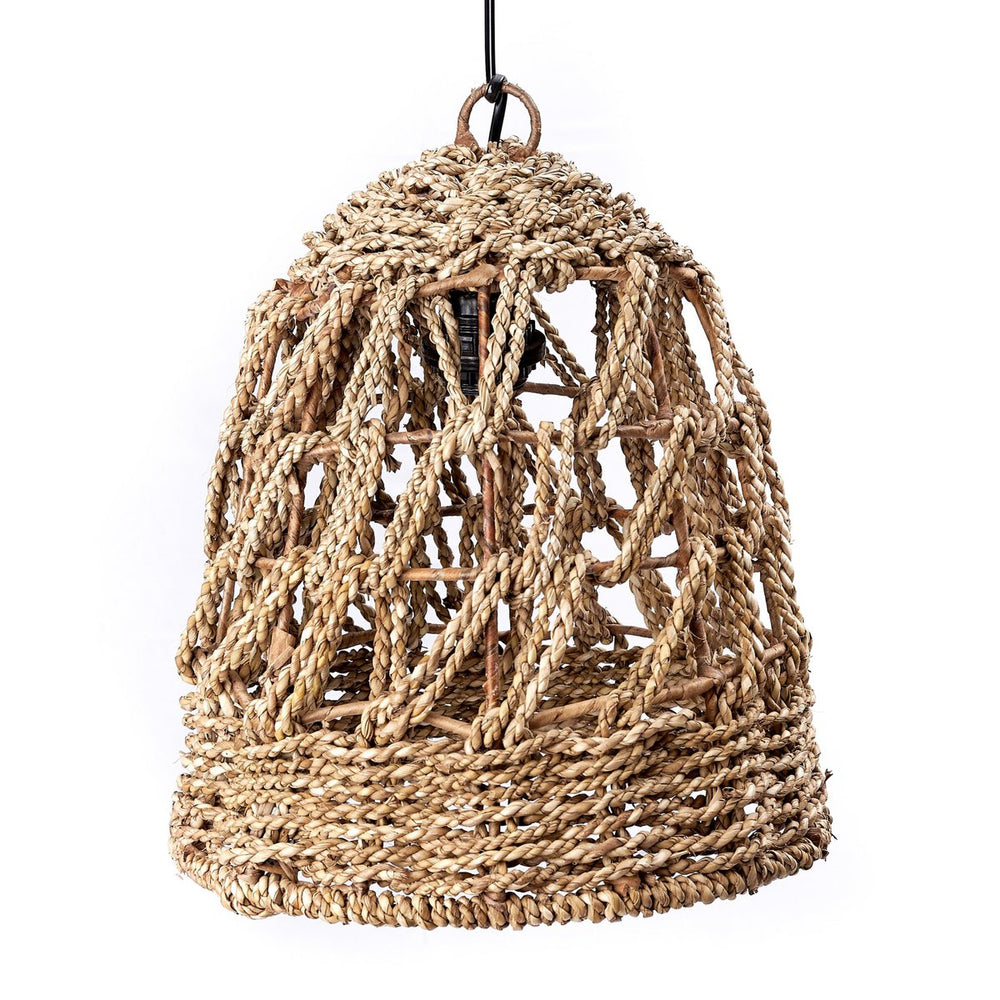 Beige seagrass woven lampshade with metal frame