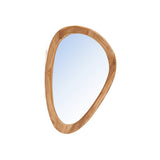 Beige teak wood organic mirror