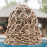 Beige seagrass woven lampshade with metal frame