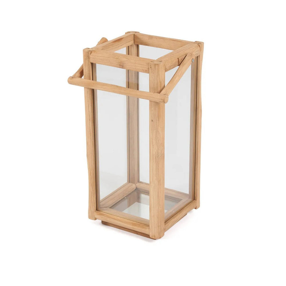 Reclaimed teak wood rectangular lantern