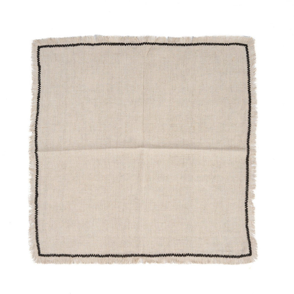 Natural linen napkin with black edge