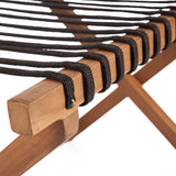 Natural wood foldable luggage rack with woven cord detailing