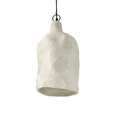 White papier-mâché pendant lamp with rounded sculptural shade