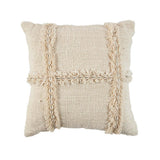 Natural cotton cushion cover with travel-inspired pattern