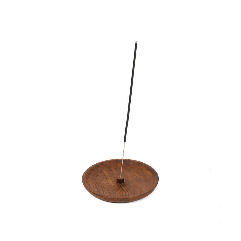 Natural teak wood incense holder