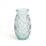 Blue recycled glass drinking glass with pineapple texture