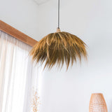 Große Seegras-Lampenschirm mit Fransen - Natürliche Boho-Pendelleuchte Mawana (Ø 53 cm)