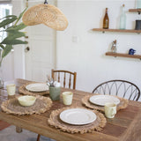 Beige woven rattan lampshade with metal frame