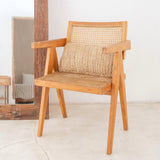 Beige raffia throw pillow
