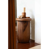 Brown teak wood jar with lid