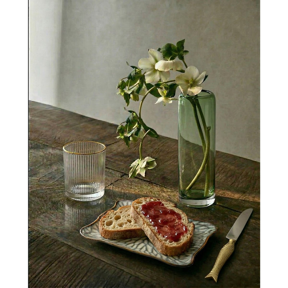 Gold rimmed glass lowball glass