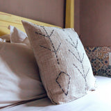 Black embroidered cotton cushion cover