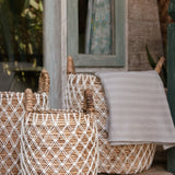 Brown woven banana fibre storage basket