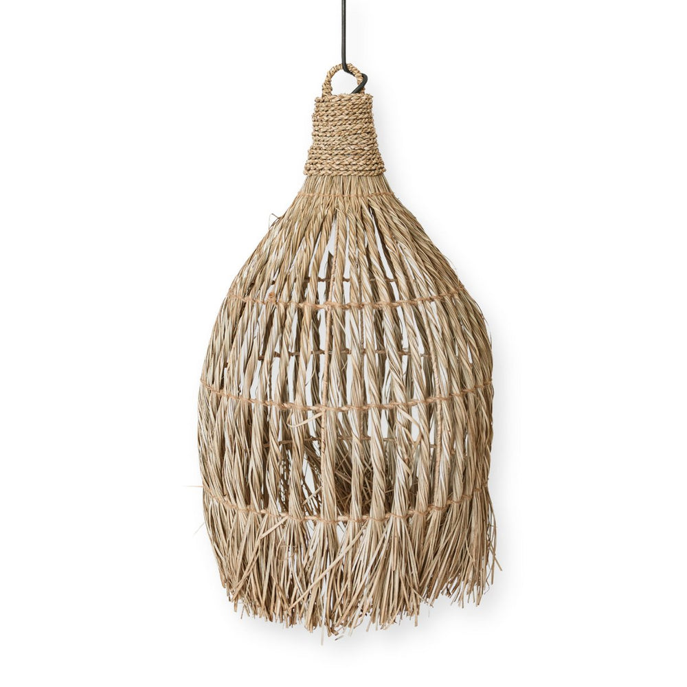 Beige woven seagrass pendant lampshade