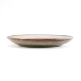 Brown stoneware appetizer plate with crackle glaze finish