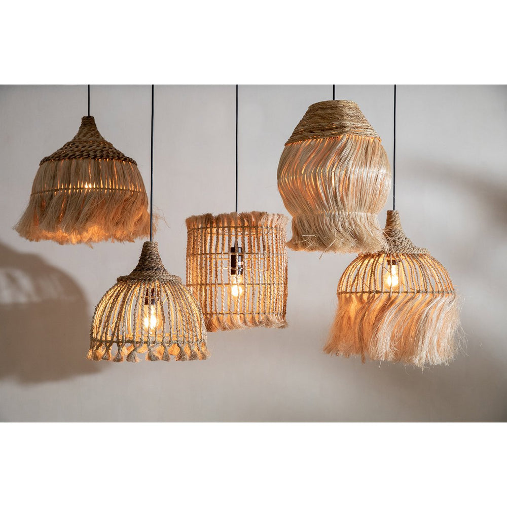 Natural abaca tassel pendant light