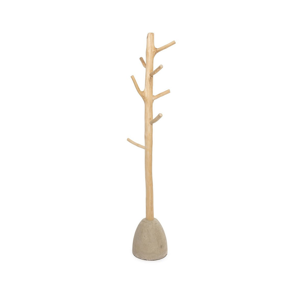 Natural wood and concrete coat hanger