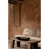 Natural woven linen cushion cover with damier pattern