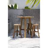 Beige reclaimed teak wood outdoor bar stool