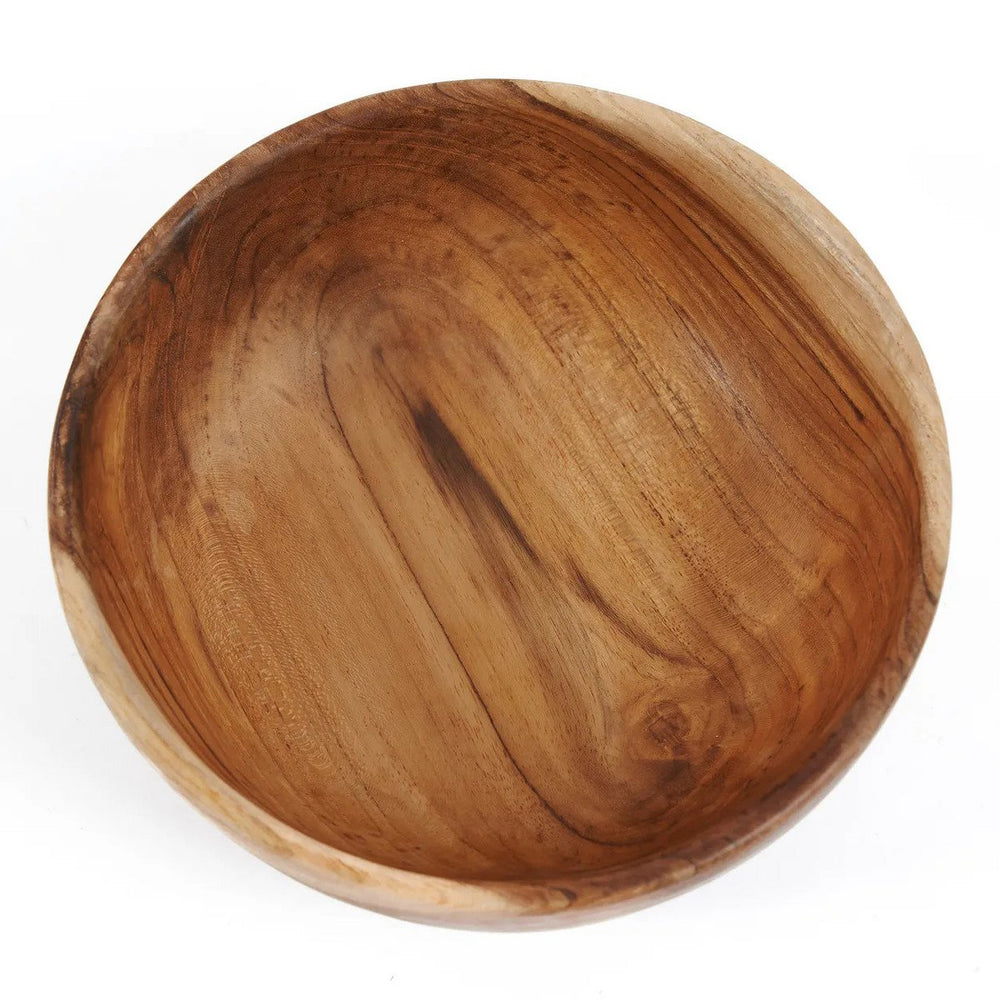 Brown teak wood snack bowl