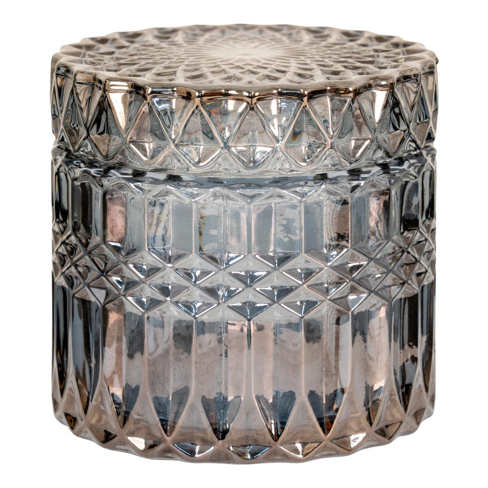 Smoked glass decorative jars set of two
