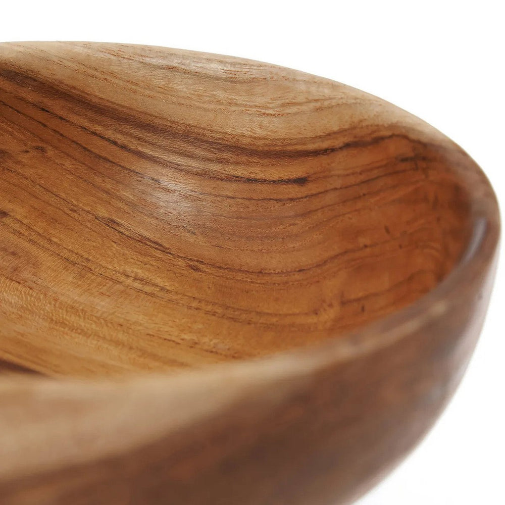 Brown teak wood snack bowl