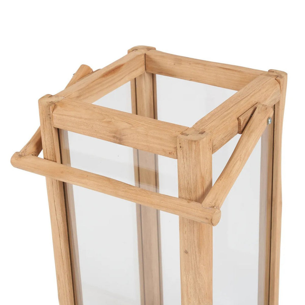 Reclaimed teak wood rectangular lantern