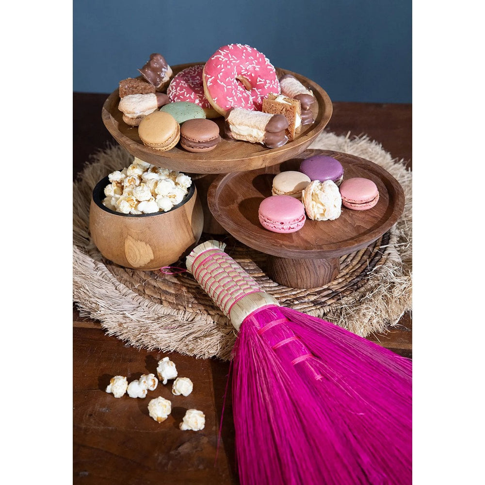 Brown teak wood cake stand