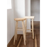 Natural teak wood bar stool with flared legs