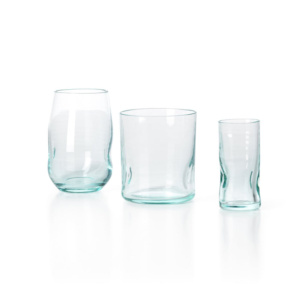 Blue-green recycled glass shot glass