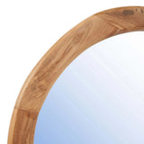 Beige teak wood organic mirror