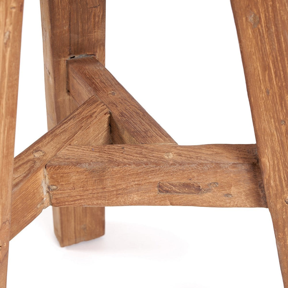Beige reclaimed teak wood outdoor bar stool