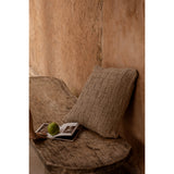 Natural woven linen cushion cover with damier pattern