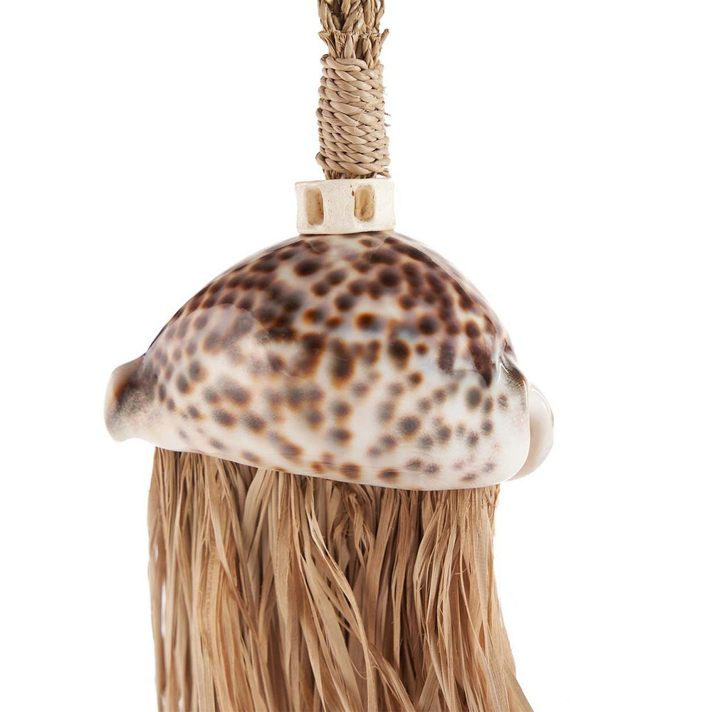 Natural raffia tassel with shell accent