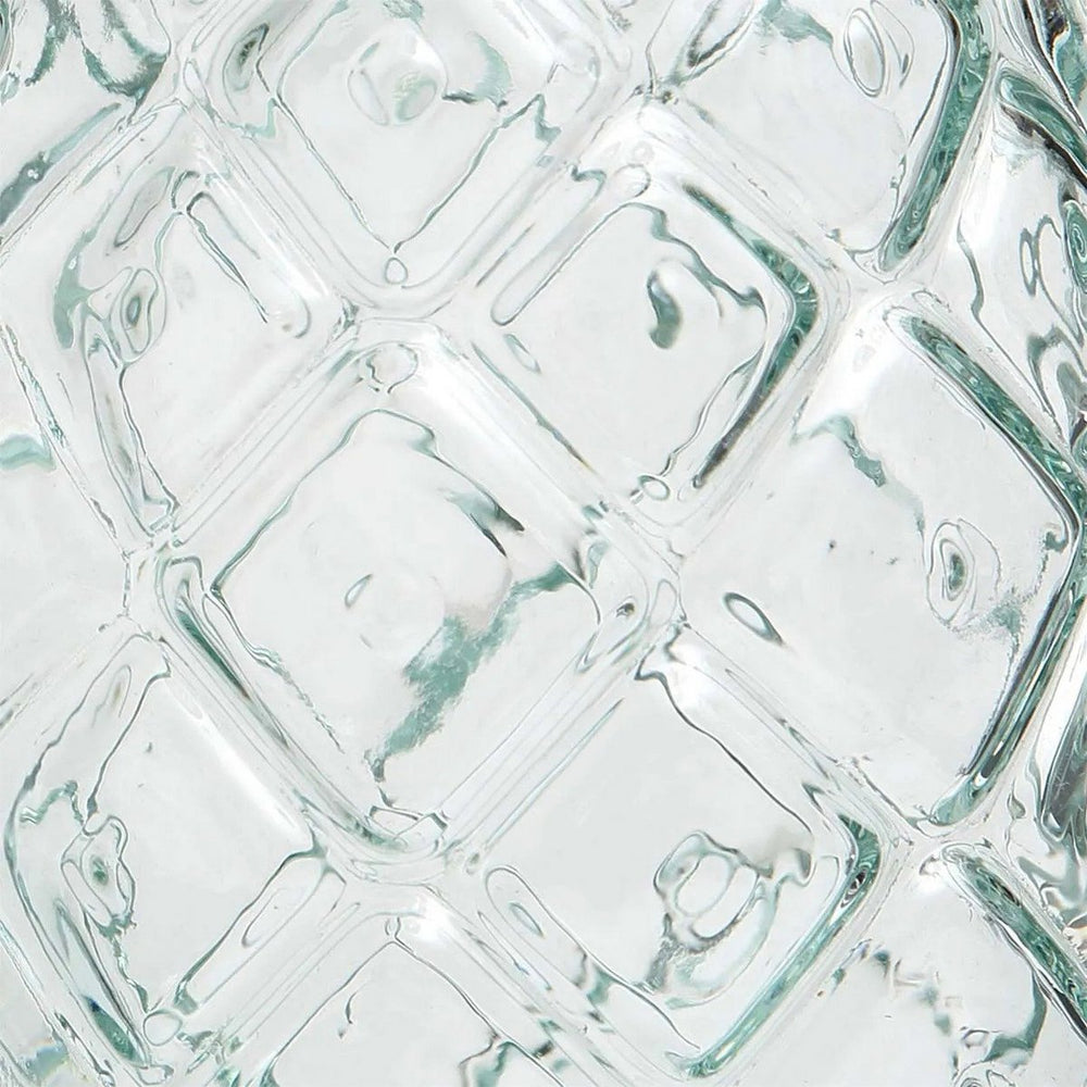 Blue recycled glass drinking glass with pineapple texture