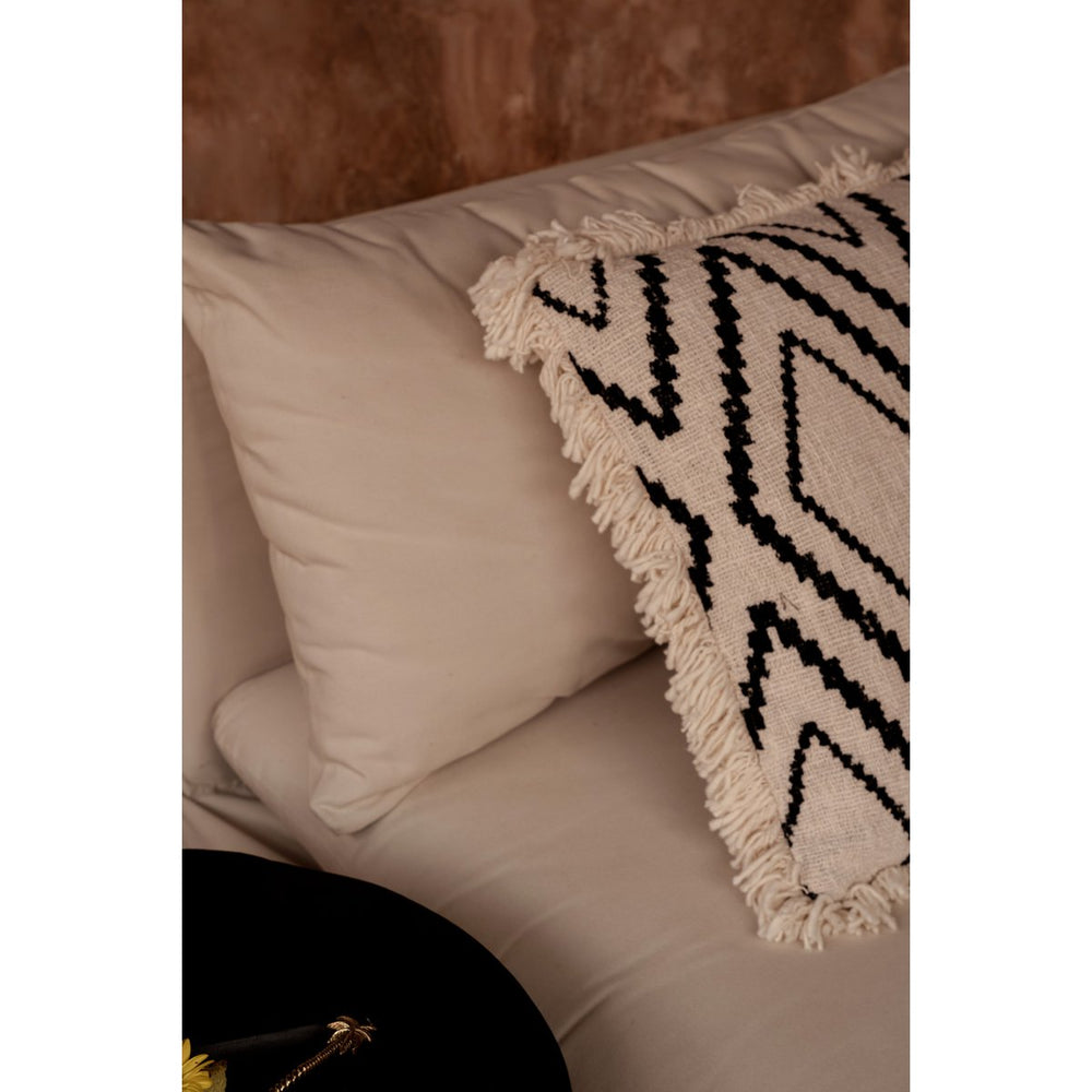 Black geometric cotton cushion cover