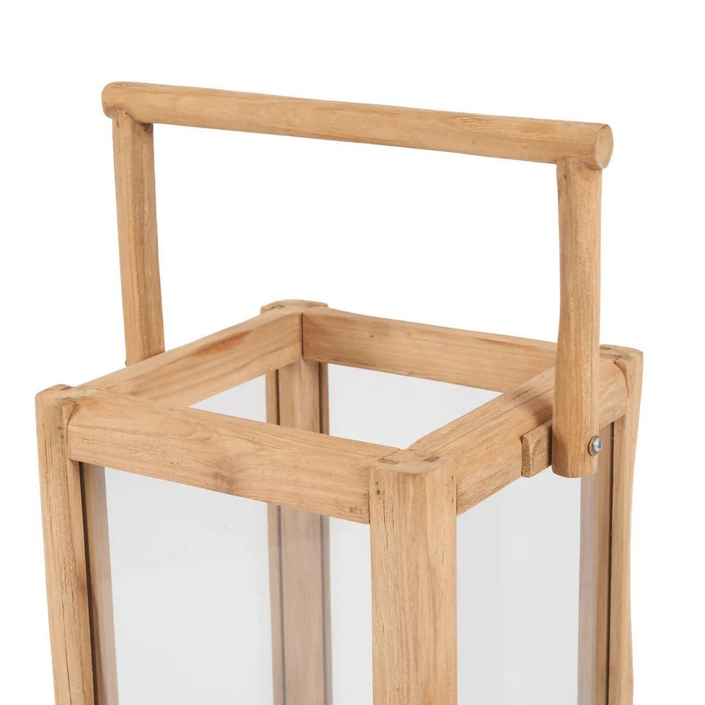 Reclaimed teak wood rectangular lantern
