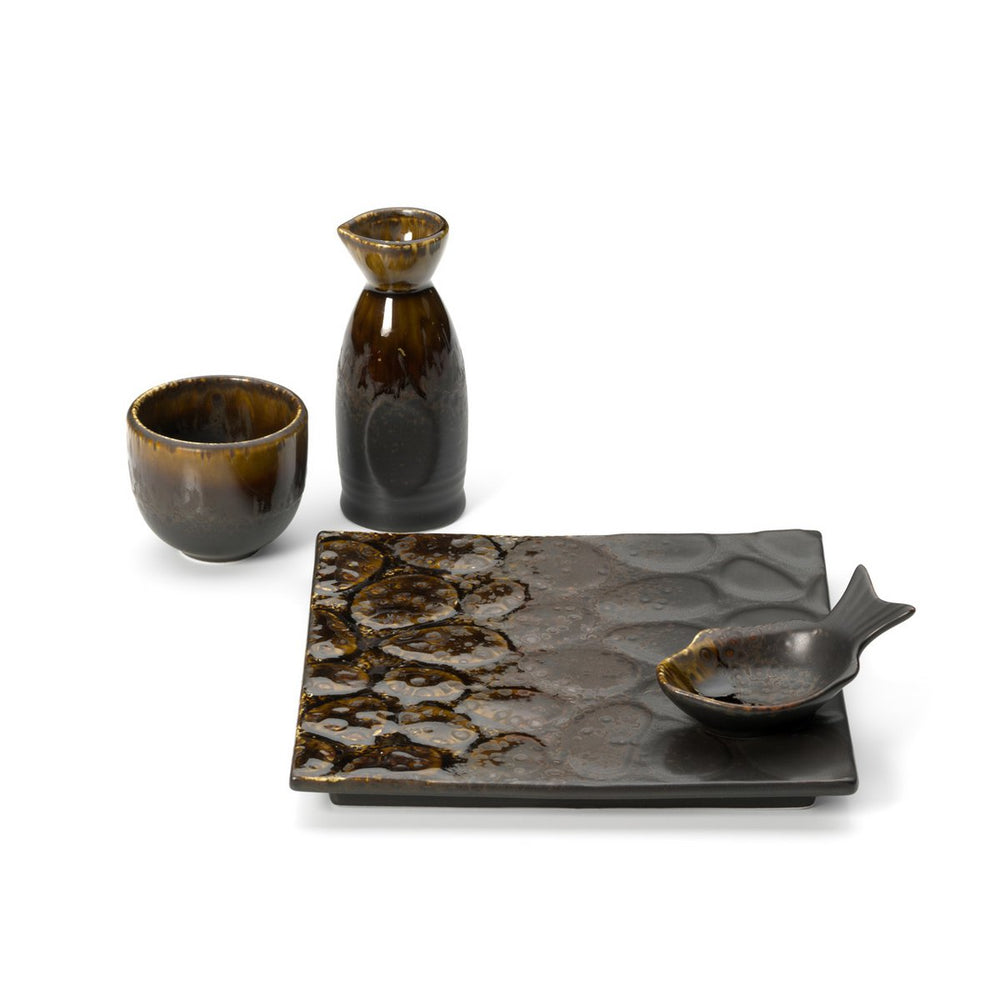 Brown ceramic fish shaped bowl