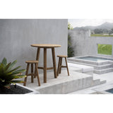 Beige reclaimed teak wood outdoor bar stool