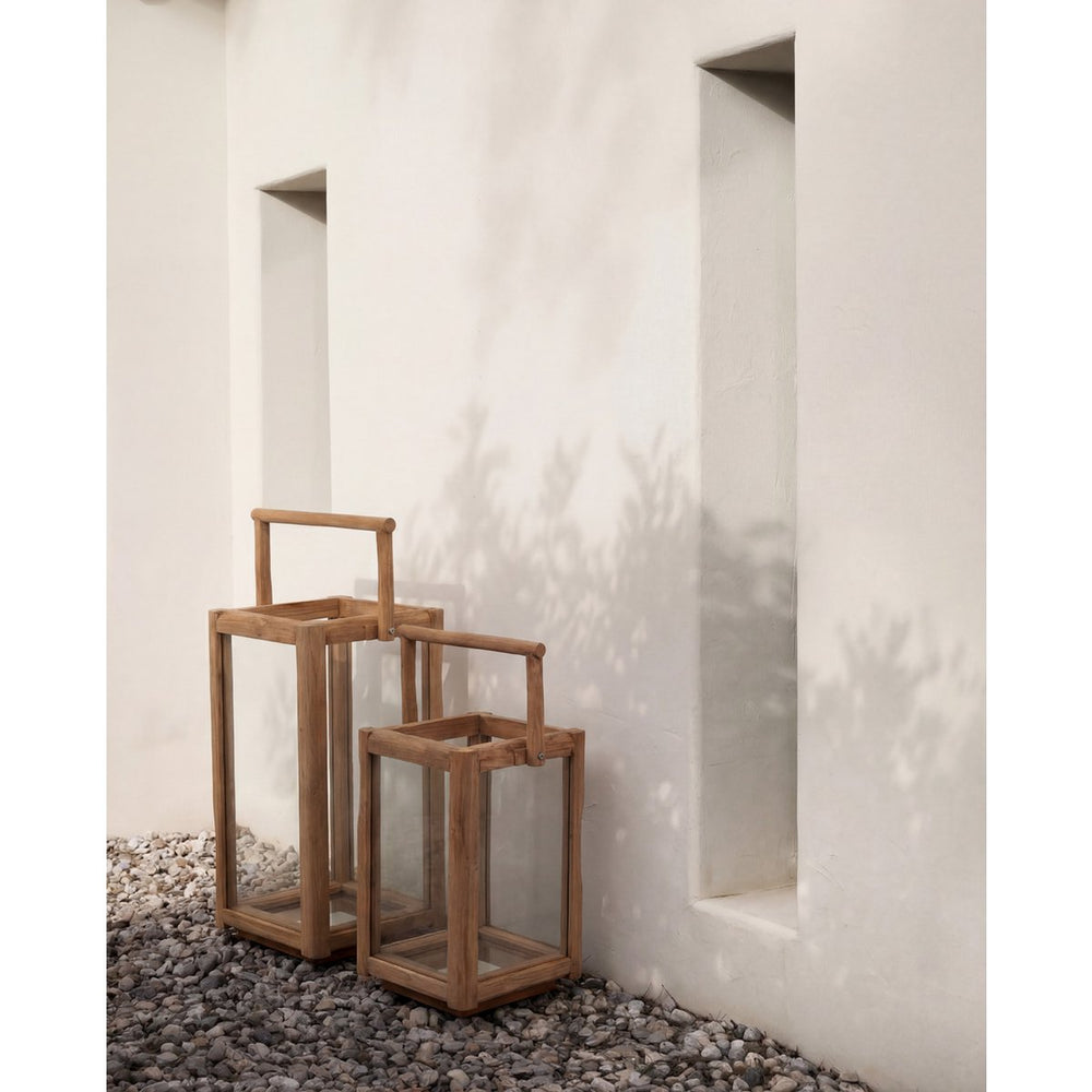 Reclaimed teak wood rectangular lantern