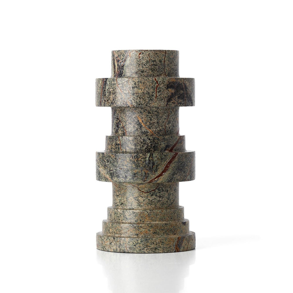 Green marble totemic candle holder