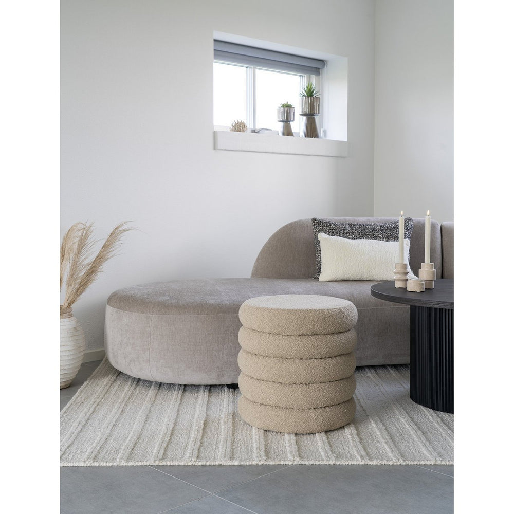 Beige Bouclé storage pouf