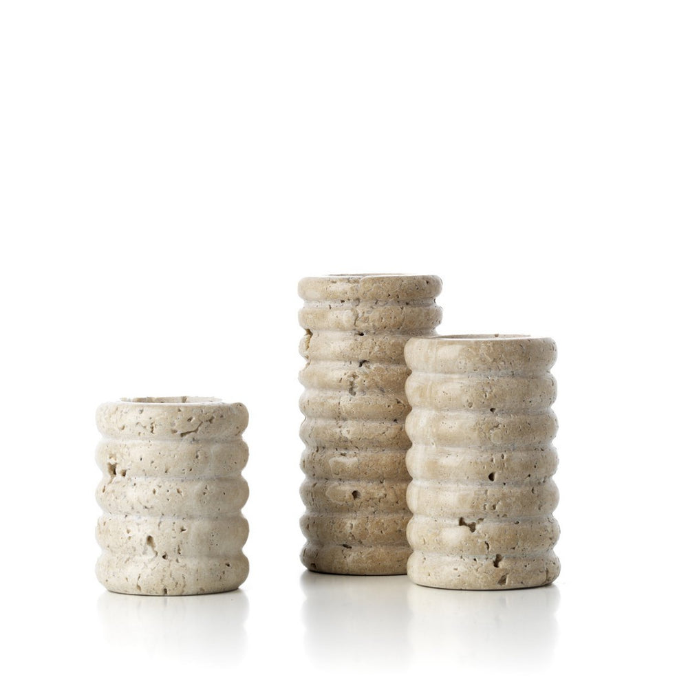 Beige travertine t-light holder