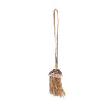 Natural raffia tassel with shell accent
