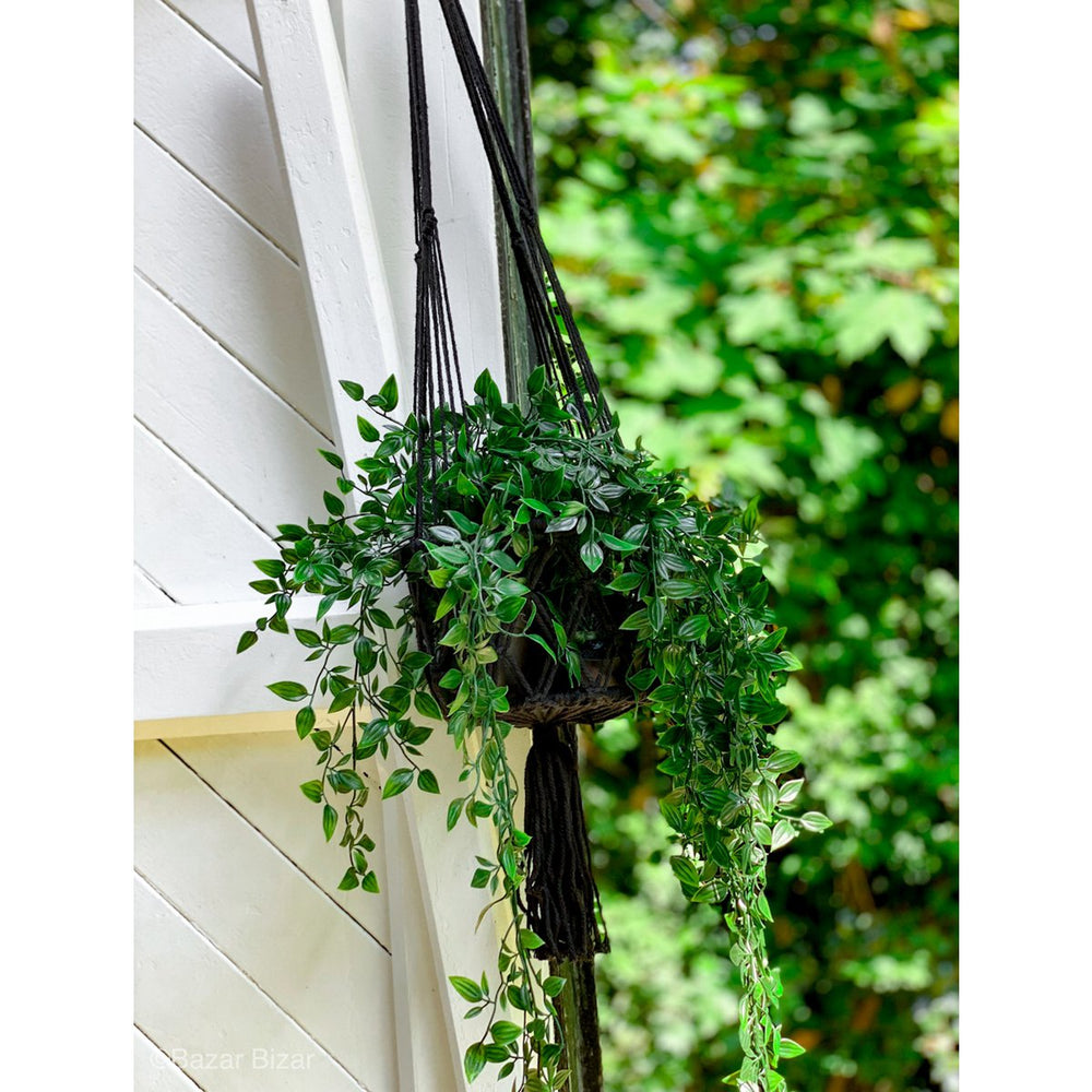 Black macrame cotton plant hanger