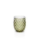 Olive green ribbed glass water glass