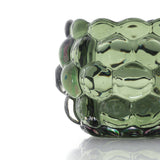 Green recycled glass bubble candle holder