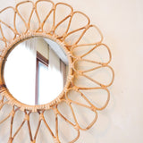 Kleiner Rattan Wandspiegel 38 cm – Handgefertigter Boho Spiegel Danau