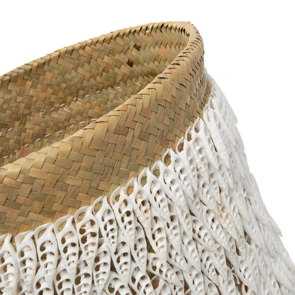 Handmade pandan basket with shell embellishments
